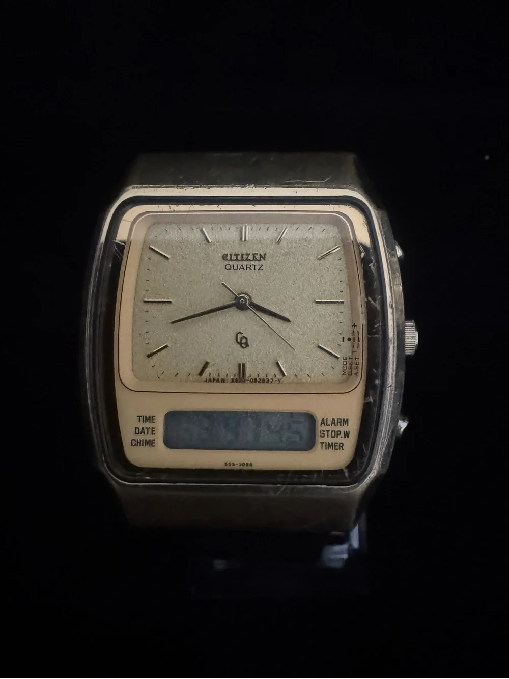 Citizen Two-Display Quartz Watch in Silver and Cream